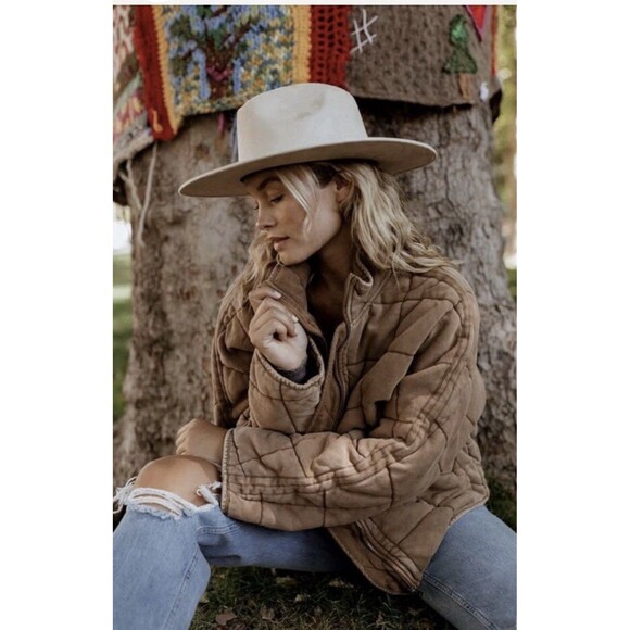 Free People Jackets & Blazers - Rare Free People Quilted Dolman Knit Jacket Toasted Coconut Mushroom M oversize